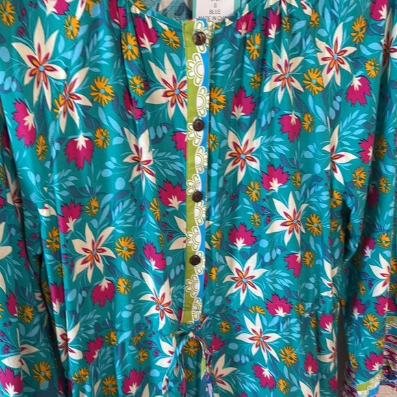 Sunshine & Rodeos Women’s S  Floral Dress Tie Waist Button up Pockets Round Neck - Picture 6 of 8